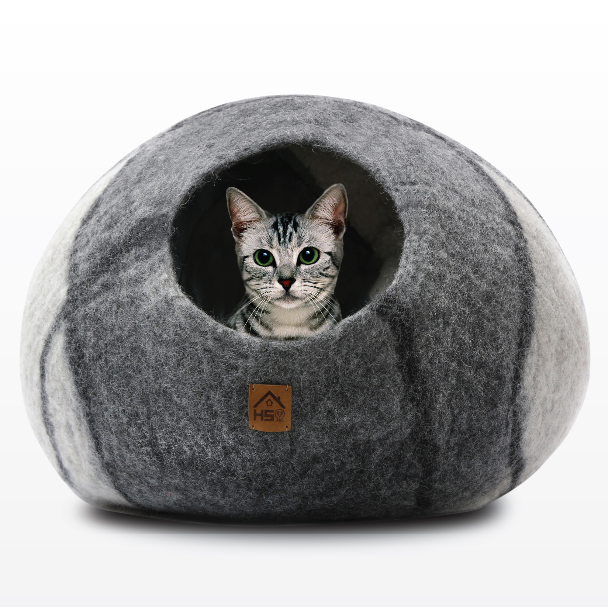 Handcrafted Wool Cat Cave: A cozy retreat for your feline friend. Made from natural wool, this cave provides warmth and security for cats to snuggle and rest. Perfect for promoting relaxation and reducing anxiety in you
