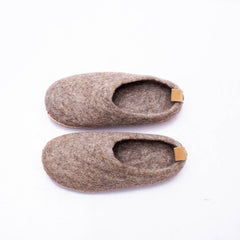 Haussimple Unisex Indoor Wool Slippers, Natural Brown