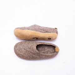 Haussimple Unisex Indoor Wool Slippers, Natural Brown