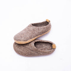 Haussimple Unisex Indoor Wool Slippers, Natural Brown