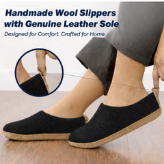 Haussimple Unisex Wool Indoor Slippers, Black