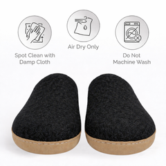 Haussimple Unisex Wool Indoor Slippers, Black