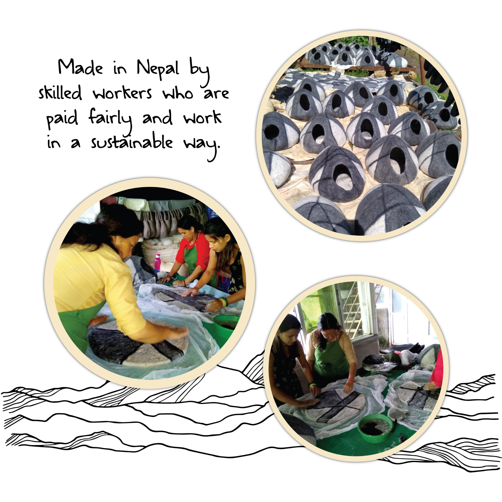 Handcrafted Wool Cat Cave: A cozy retreat for your feline friend. Made from natural wool, this cave provides warmth and security for cats to snuggle and rest. Perfect for promoting relaxation and reducing anxiety in you