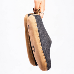 Handmade Wool Indoor Slippers – Natural Felt House Shoes Charcoal