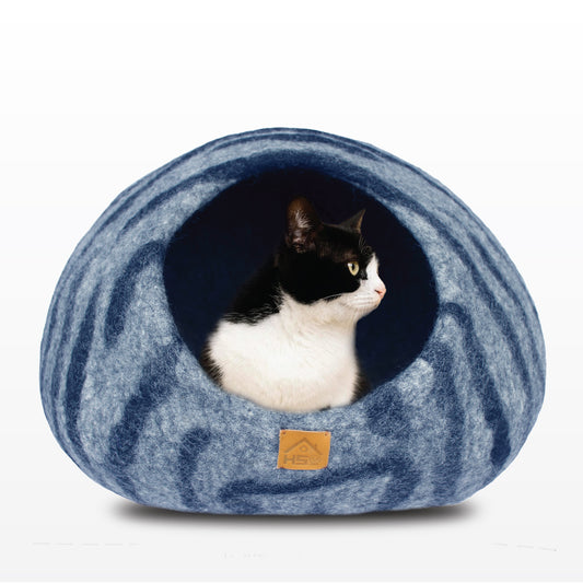 Wool Cat Cave House Bed Gray Tiger