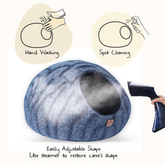 Wool Cat Cave House Bed Gray Tiger