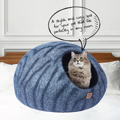 Wool Cat Cave House Bed Gray Tiger