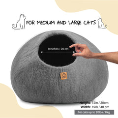 Organic Wool Cat Cave Kitten House Bed Plain Gray