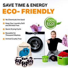 Haussimple Wool Dryer Balls Black White Dog 6-Count