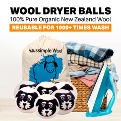 Haussimple Wool Dryer Balls Black White Dog 6-Count