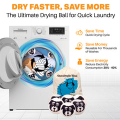 Haussimple Wool Dryer Balls Black White Dog 6-Count