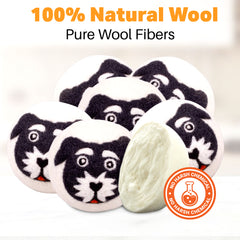 Haussimple Wool Dryer Balls Black White Dog 6-Count