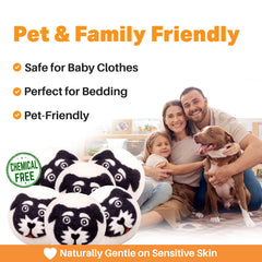 Haussimple Wool Dryer Balls Black White Dog 6-Count