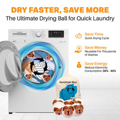 Haussimple Wool Dryer Balls Orange Dog 6-Count