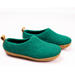 Handmade Wool Indoor Slippers – Natural Felt House Shoes Peackock Green