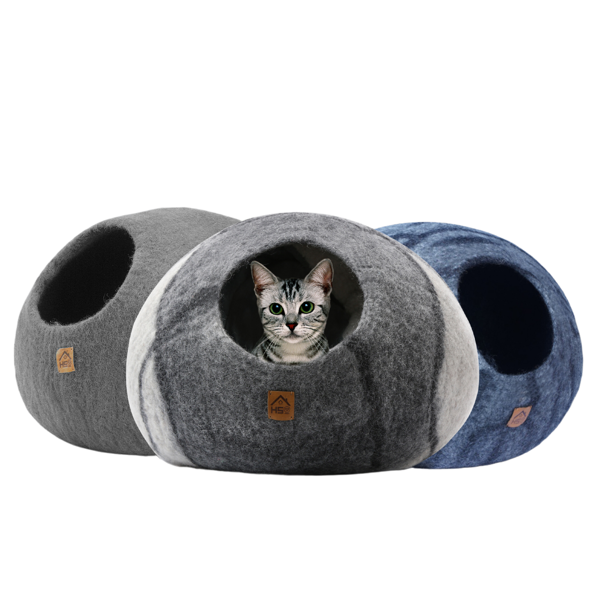 Handcrafted Wool Cat Cave: A cozy retreat for your feline friend. Made from natural wool, this cave provides warmth and security for cats to snuggle and rest. Perfect for promoting relaxation and reducing anxiety in you