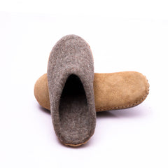 Haussimple Natural Brown Wool Clog Slippers – Handmade Indoor House Shoes