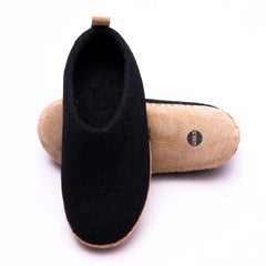 Haussimple Unisex Wool Indoor Slippers, Black