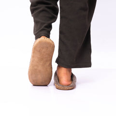 Haussimple Natural Brown Wool Clog Slippers – Handmade Indoor House Shoes