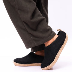 Haussimple Unisex Wool Indoor Slippers, Black