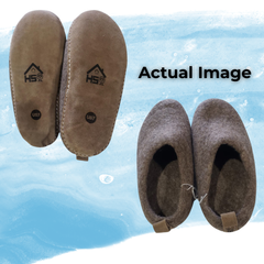 Haussimple Clearance Wool Slippers Natural Brown - Like New