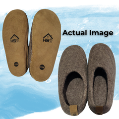 Haussimple Clearance Wool Slippers Natural Brown- Very Good