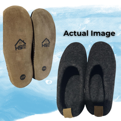 Haussimple Clearance Wool Slippers Charcoal- Very Good