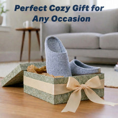 dark gray wool slip-on slippers with leather sole handmade gift