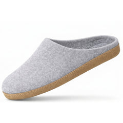 dark gray wool slip-on slippers with leather sole handmade main