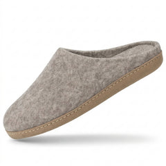 gray wool slip-on slippers with leather sole handmade main