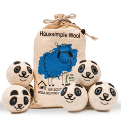 Wool Felt Dryer Balls Reusable Organic Fabric Softener 6 Pack Panda