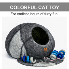 Wool Cat Spring Toys Set of 3 Fun Play for Kittens Interactive Toy Organic Felt