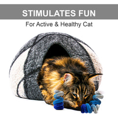 Wool Cat Spring Toys Set of 3 Fun Play for Kittens Interactive Toy Organic Felt