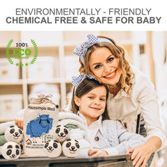 Wool Felt Dryer Balls Reusable Organic Fabric Softener 6 Pack Panda