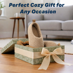 Haussimple Natural Brown Wool Clog Slippers – Handmade Indoor House Shoes