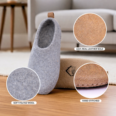 Haussimple Wool Indoor Slippers – Cozy Unisex House Shoes, Dark Gray