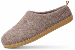 Haussimple Natural Brown Wool Clog Slippers – Handmade Indoor House Shoes