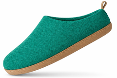 Handmade Wool Indoor Slippers – Natural Felt House Shoes Peackock Green