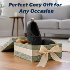 Handmade Wool Indoor Slippers – Natural Felt House Shoes Charcoal