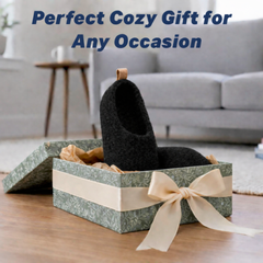 Haussimple Unisex Wool Indoor Slippers, Black