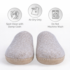 Haussimple Gray Wool Clog Slippers – Handmade Unisex Indoor Felt House Shoes