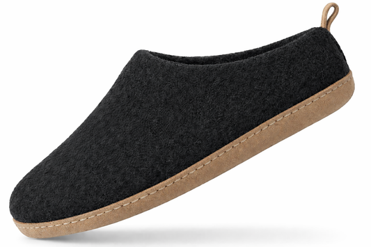 Haussimple Unisex Wool Indoor Slippers, Black