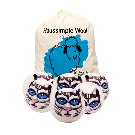 Haussimple Wool Dryer Balls Gray Cat 6-Count