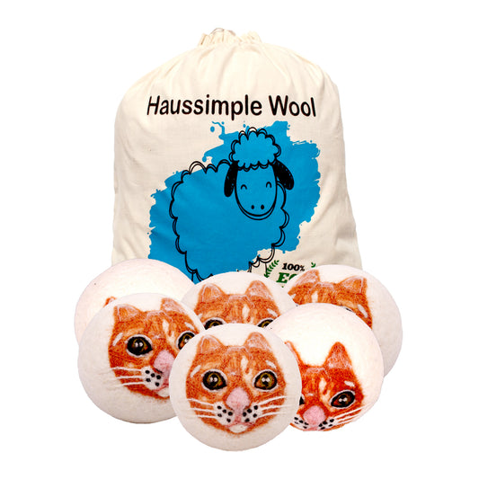 Haussimple Wool Dryer Balls Orange Cat 6-Count