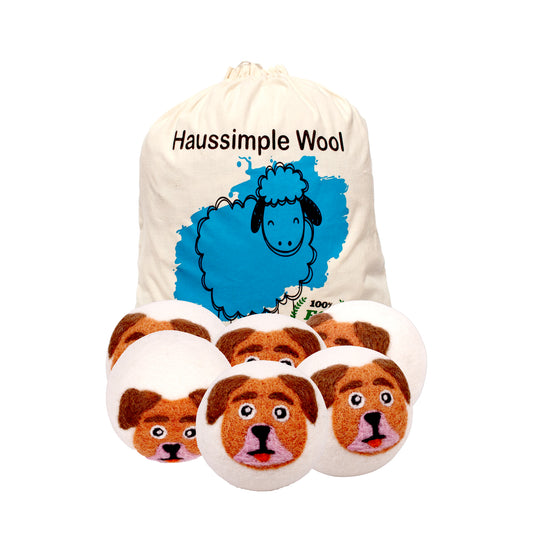 Haussimple Wool Dryer Balls Orange Dog 6-Count