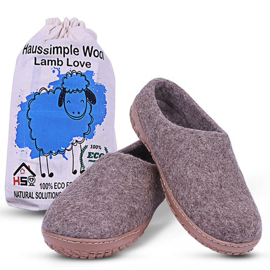 Unisex Wool Outdoor Slippers - Natural Brown