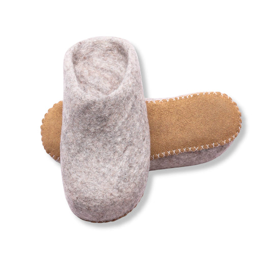 Haussimple Handmade Wool Clog Slippers –  Unisex Indoor Felt House Shoes