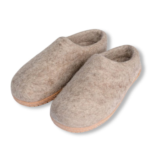 HaussimpleWool Unisex Wool Outdoor Slippers - Gray