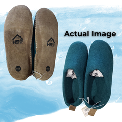 Haussimple Clearance Wool Slippers Peacock Green - Like New