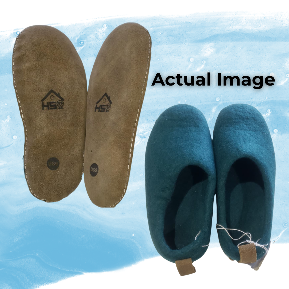 Haussimple Clearance Wool Slippers Peacock Green - Like New